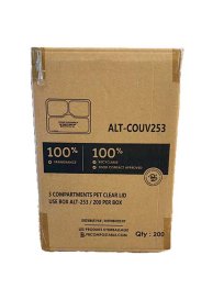 COUVERCLE CLAIR 10.8X8.8X1 POUR BOITE A LUNCH 3 COMP. - 250/CS