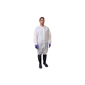 Product: DISPOSABLE TYVEK SMOCK WITH SNAP BUTTONS WHITE 25/CS