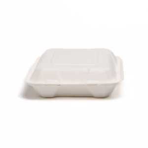 COMPOSTABLE BAGASSE CONTAINER WITH FLAP 8X8X3 - 200/CS