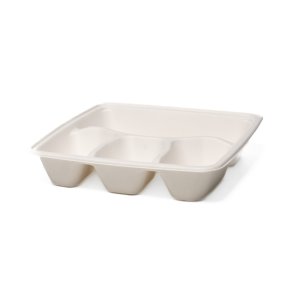 BAGASSE CONTAINER 9 INCHES 4 COMPARTMENTS - 200/CASE