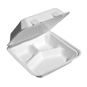 BAGASSE CONTAINER 8 INCHES 3 COMPARTMENTS - 150/BOX