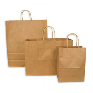 Product: PAPER BAG WITH HANDLE BROWN KRAFT 16X6X12 250/PK
