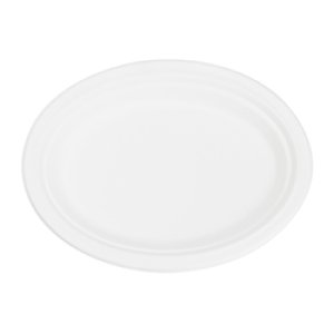 ASSIETTE EN BAGASSE OVALE 9.9"X12.5" - 500/BOITE