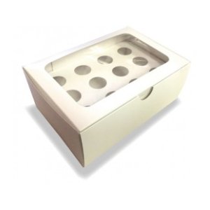 BOX FOR 12 PRINTED KRAFT CARDBOARD CONES WITH WINDOW 100/CS