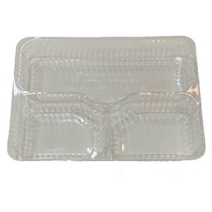 Produit: BOITE À LUNCH 3 COMPARTIMENTS PLASTIQUE CLAIR 10.5X8.5X1.7 - 250/CAISSE