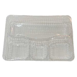 Produit: BOITE À LUNCH 4 COMPARTIMENTS PLASTIQUE CLAIR 10.5"X8.5"X1.7" 250/CAISSE