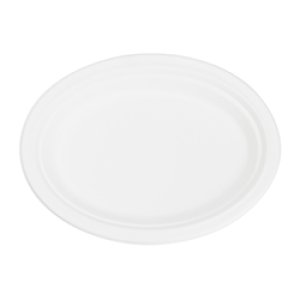 Product: OVAL BAGASSE PLATE 9.9" X 12.5" - 500/CASE