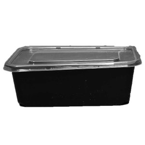 Product: COMBO 2 BOX, BLACK CLEAR LID 16 OZ RECTANGLE - 600 PER BOX