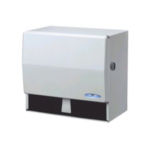 Product: WHITE METAL PAPER DISPENSER WITH LOCK SINGLE FOLD