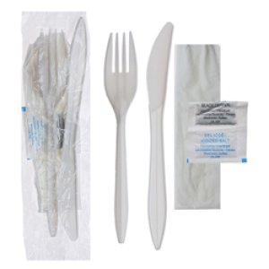 Produit: ENSEMBLE D'USTENSILES PLASTIQUE F,C,SEL,POIVRE,NAPKIN JR 500/CS