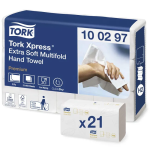 Product: TORK WHITE HAND PAPER 2 PLY FOLDED IN 4 21PACK/100SHEET