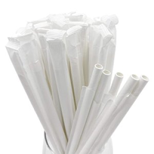 Produit: PAILLE EN CARTON BLANC EMBALLÉE INDIVIDUELLEMENT 12PQ DE 250/CS 