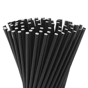 Product: BLACK CARDBOARD STRAW 8 INCHES 8MM DIA. EMB IND - 50X100/CS