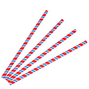 Produit: PAILLE EN PAPIER TWIST BLEU/BLANC ROUGE/BLANC 8P 9X150/CS