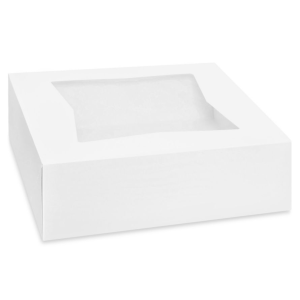 WHITE CAKE BOX WITH WINDOW - 8X8X3.5 - 500/CS