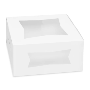WHITE CAKE BOX WITH WINDOW - 10X10X5 - 500/CS