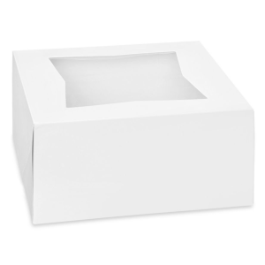 Product: WHITE CAKE BOX WITH WINDOW - 6X6X2.5 - 500/CS