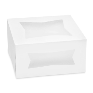 WHITE CAKE BOX WITH WINDOW - 7X7X4.5 - 500/BOX
