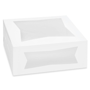 WHITE CAKE BOX WITH WINDOW - 12X12X5 - 500/CS   